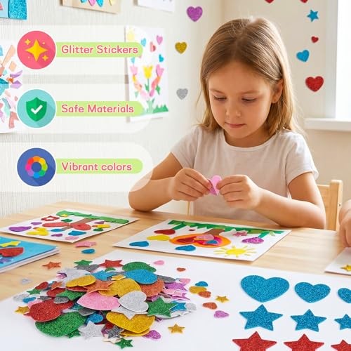 1179 PCS Self Adhesive Glitter Foam Stickers, DIY Art and Craft Supplies |