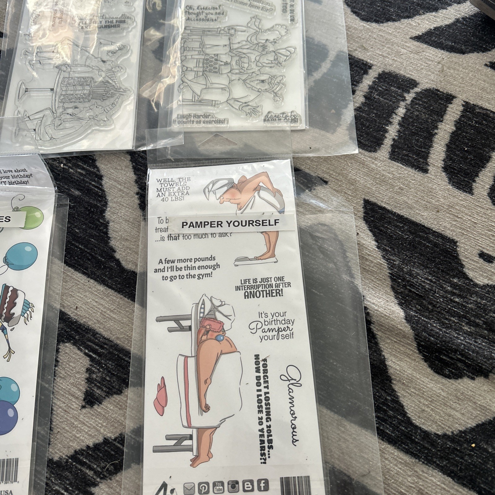 Lot 5 Art Impressions Piece Clear Stamp Set Fully Pamper Birthday Therapy Dare