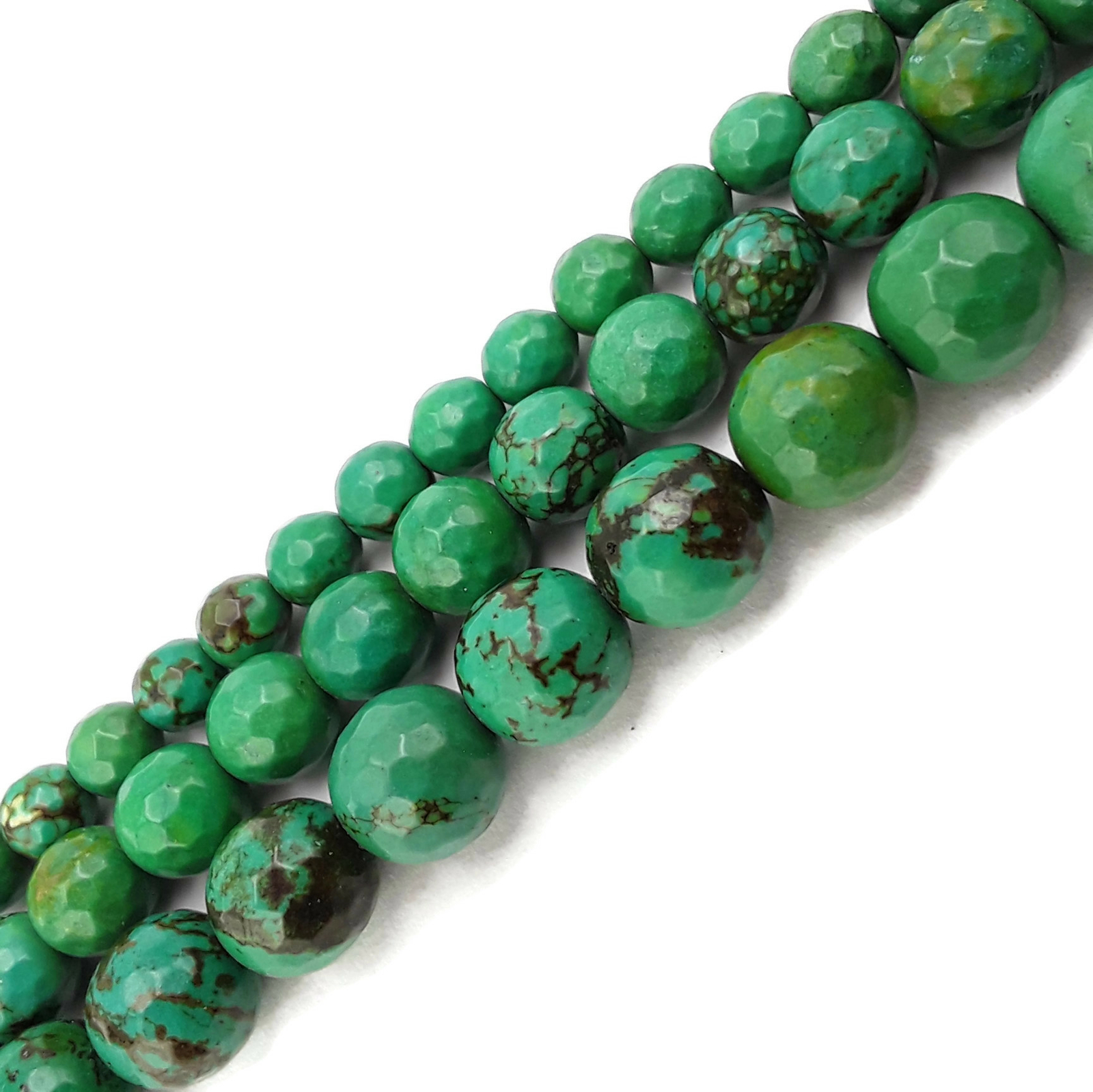 Green Turquoise Faceted Round Beads 4mm 6mm 8mm 10mm 15.5″ Strand