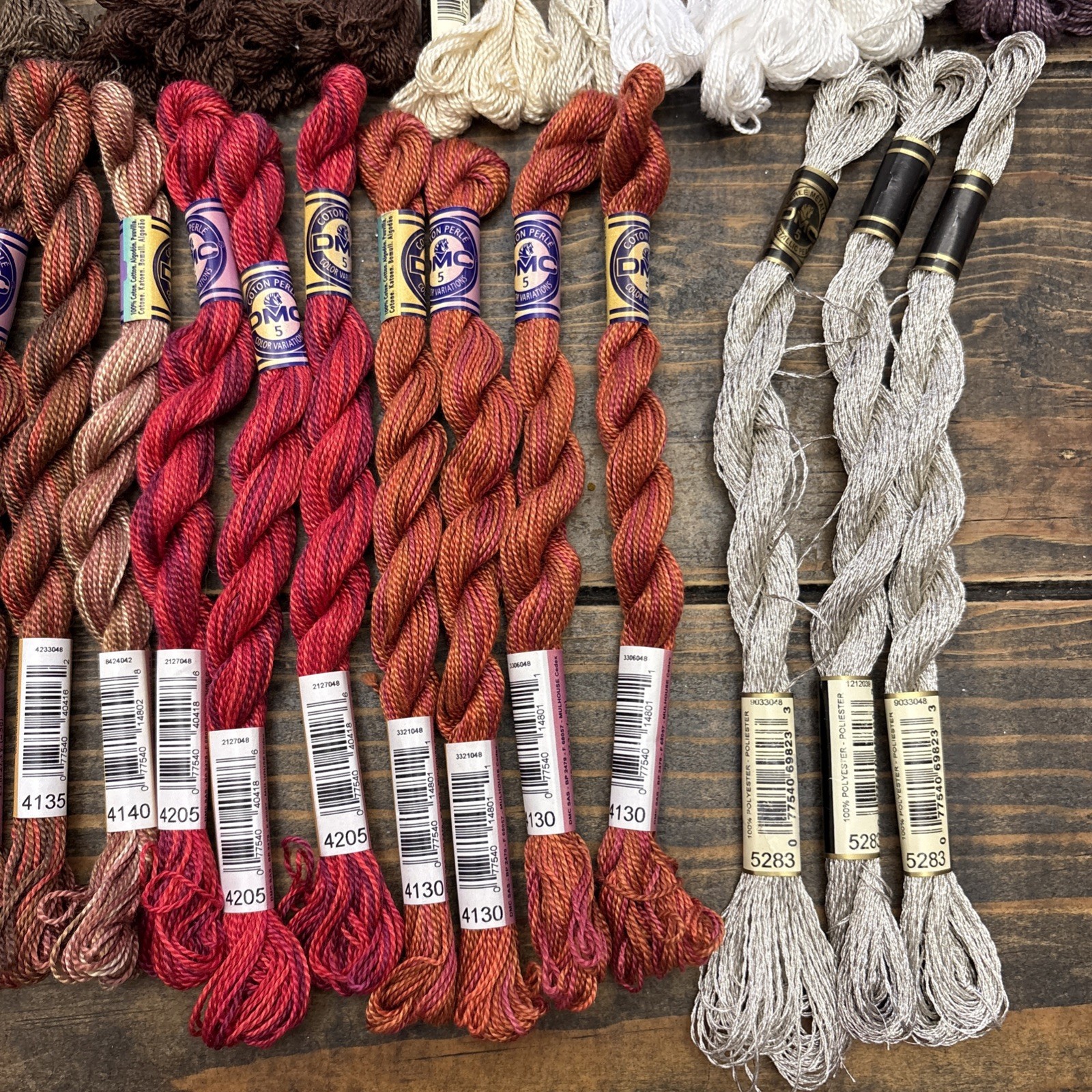 DMC #5 Cotton Perle Skeins, Color Variations, Metallic Pearl , Mixed Lot of 130
