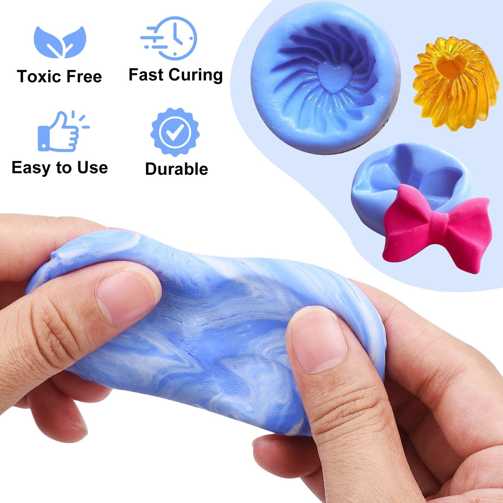 DecorRom Silicone Putty – 7/8 LB Flexible Silicone Mold Making Kit – Easy 1:1 Mi
