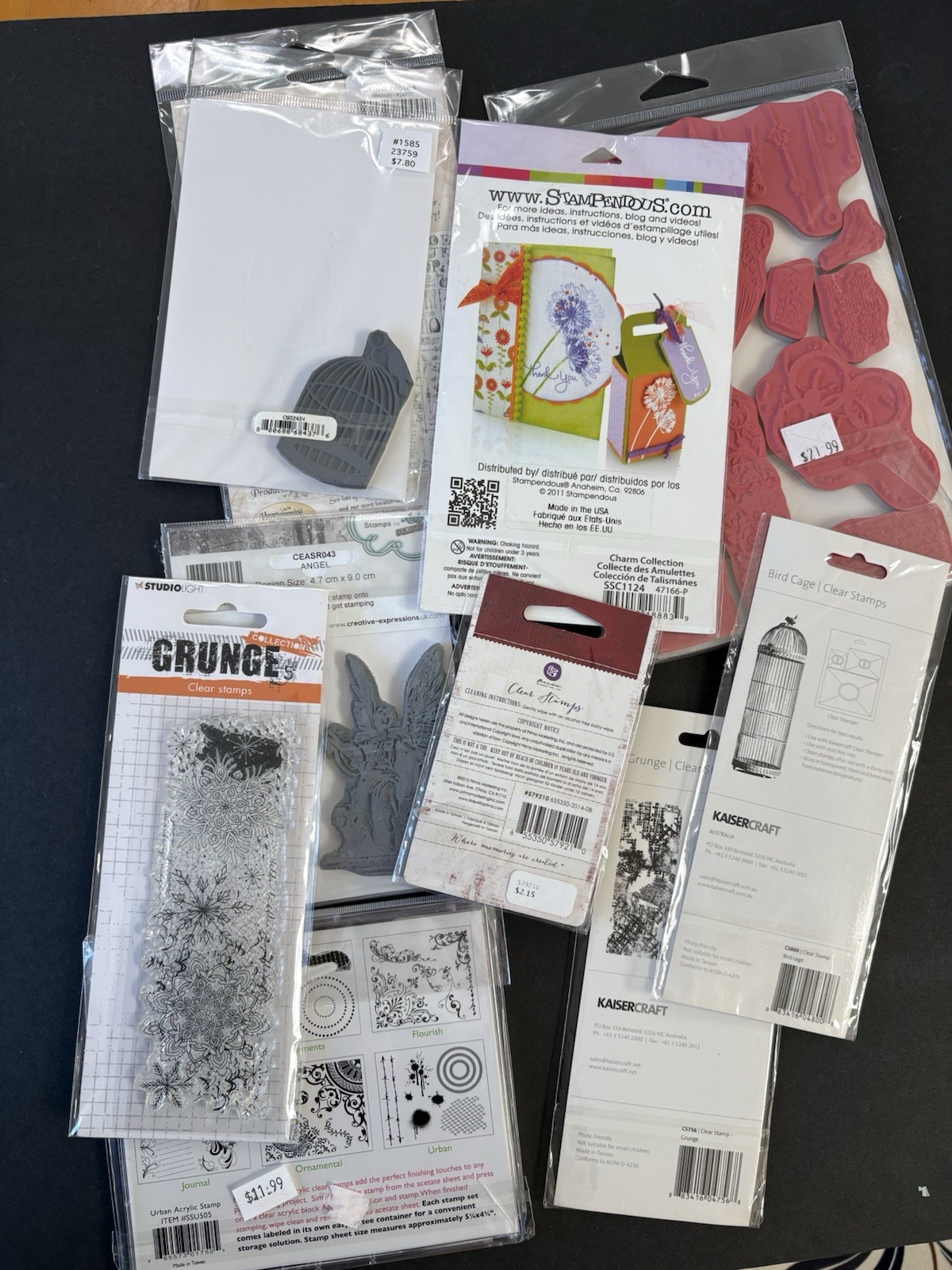 Collage Mixed Media Huge LOT of 66 Cling Clear Unmounted Stamps Altered