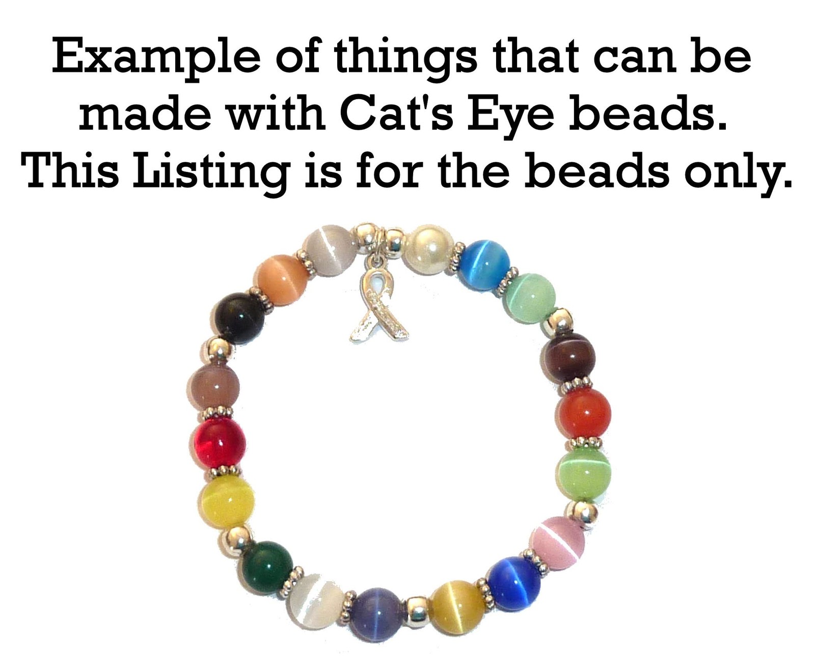 10 Strands of 8mm Round Beads, Fiber Optic Cats Eye Beads, 500 Beads, The Eye