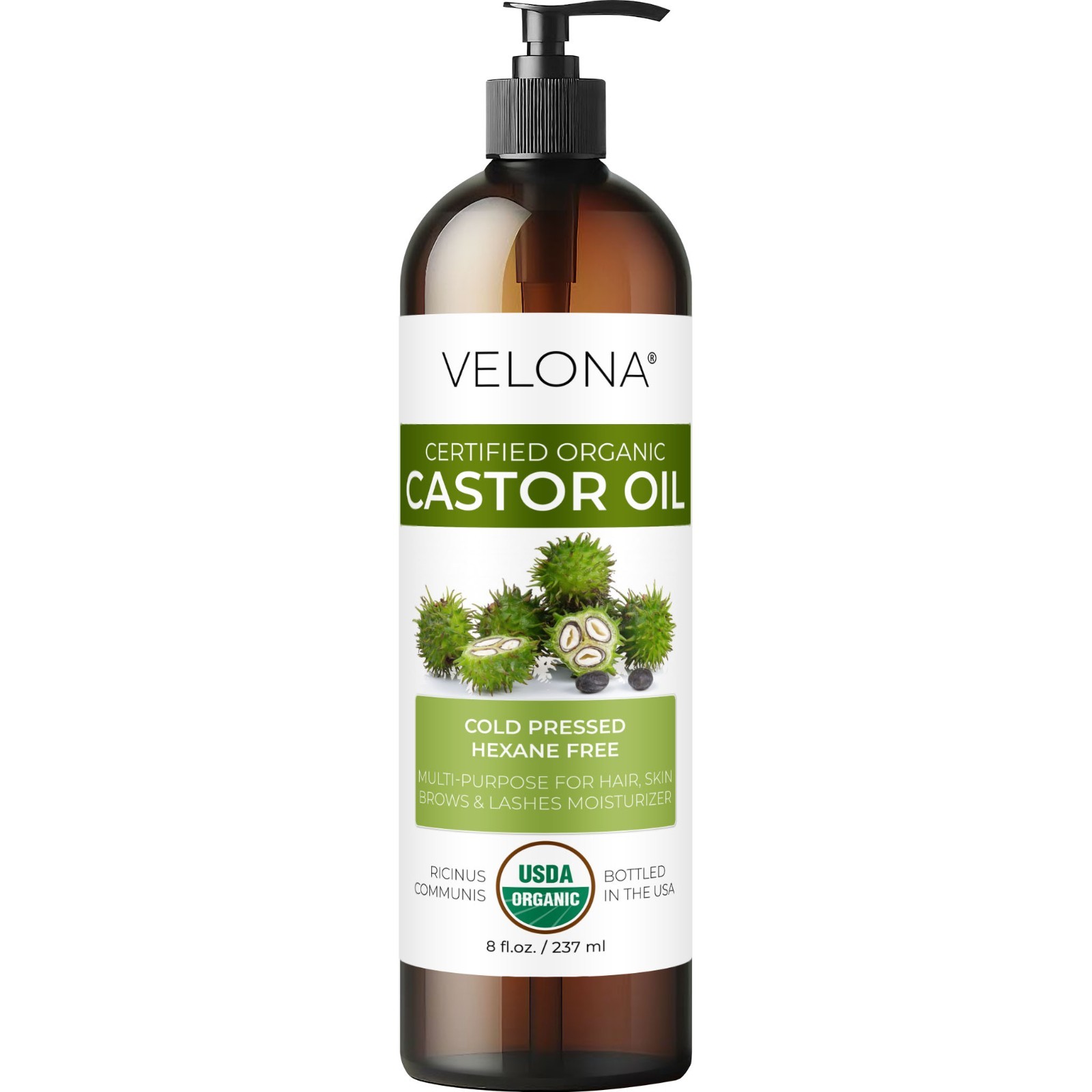 Velona USDA Certified Organic Castor Oil 2oz-7lb Eyelashes Eyebrows Cold Pressed