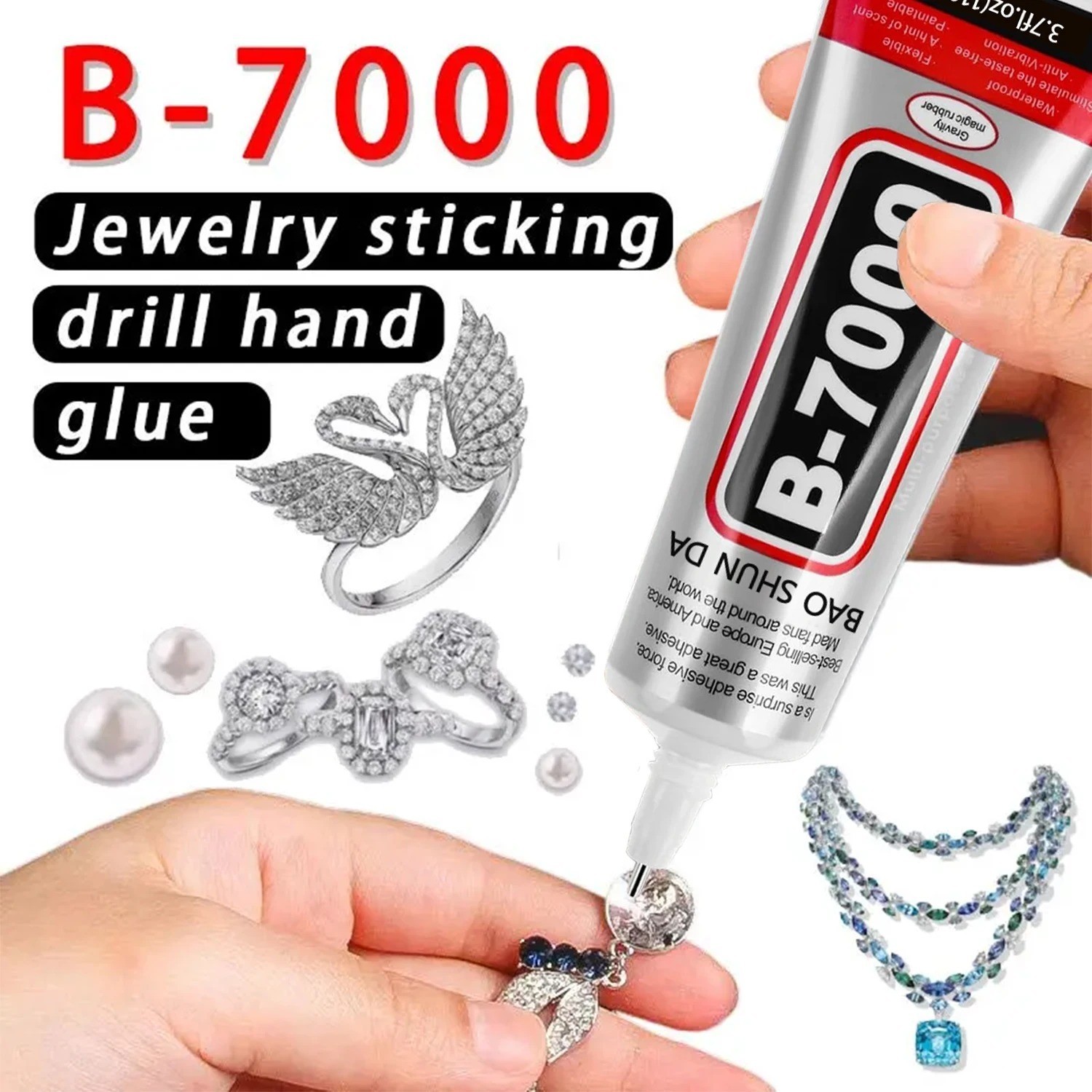 B-7000 Glue Clear 1 Pack – 15ml Jewelry Rhinestone Fabric Phone Repair Adhesive.
