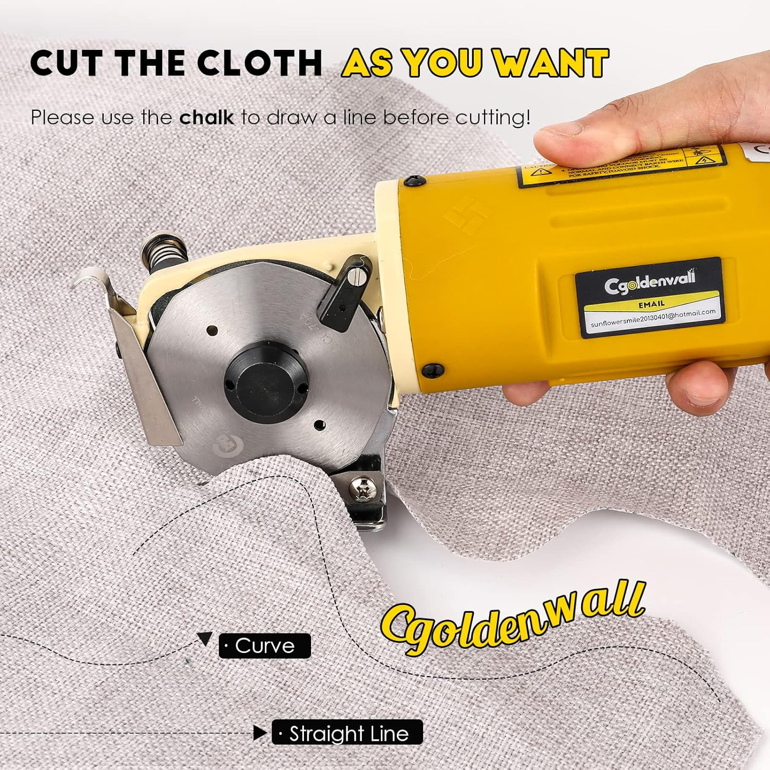 High-Speed Electric Rotary Fabric Cutter for Cloth, Leather & Carpet, 2400RPM