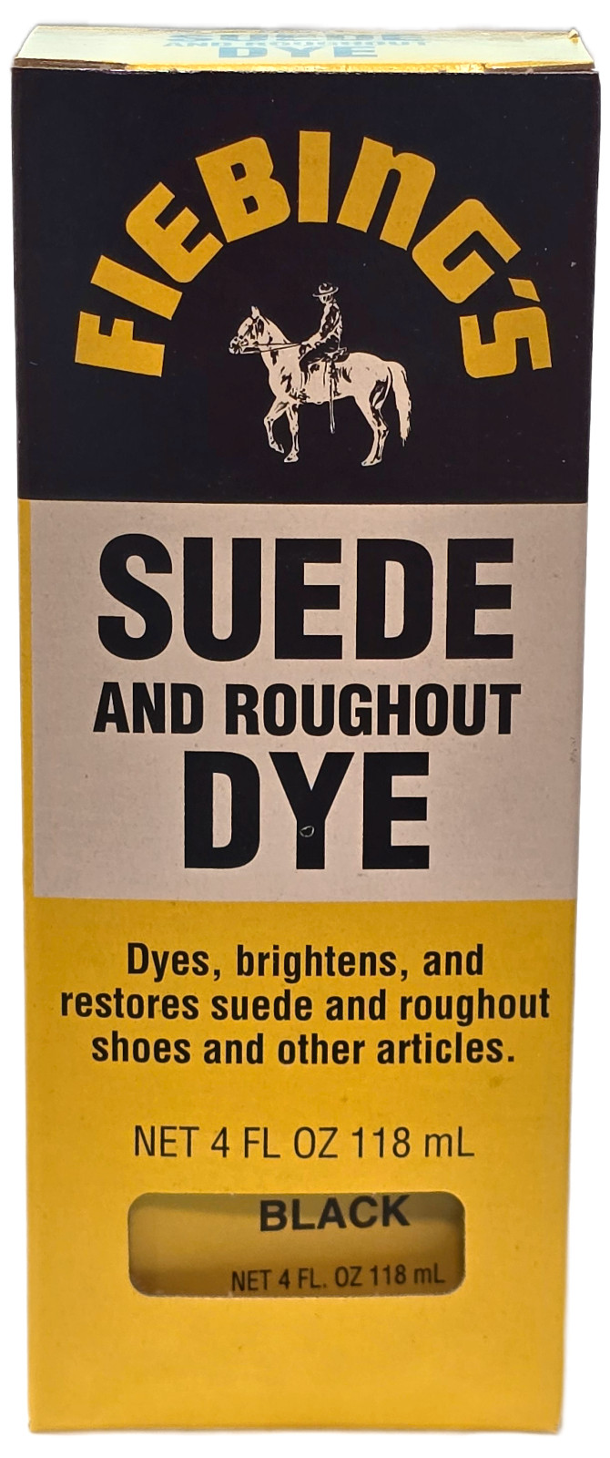 FIEBINGS BLACK Suede Dye 4 oz. with Applicator for Shoes Boots Bags NEW