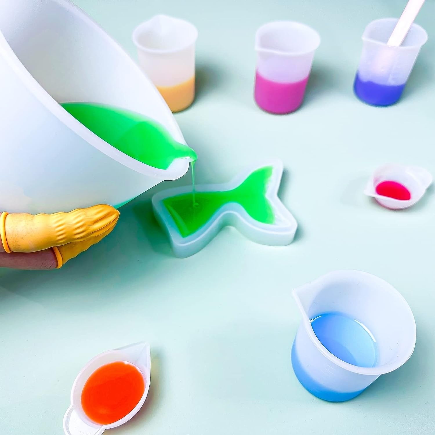 Silicone Measuring Cups for Resin Supplies – Kit with 600ml & 100ml Mixing Cu…