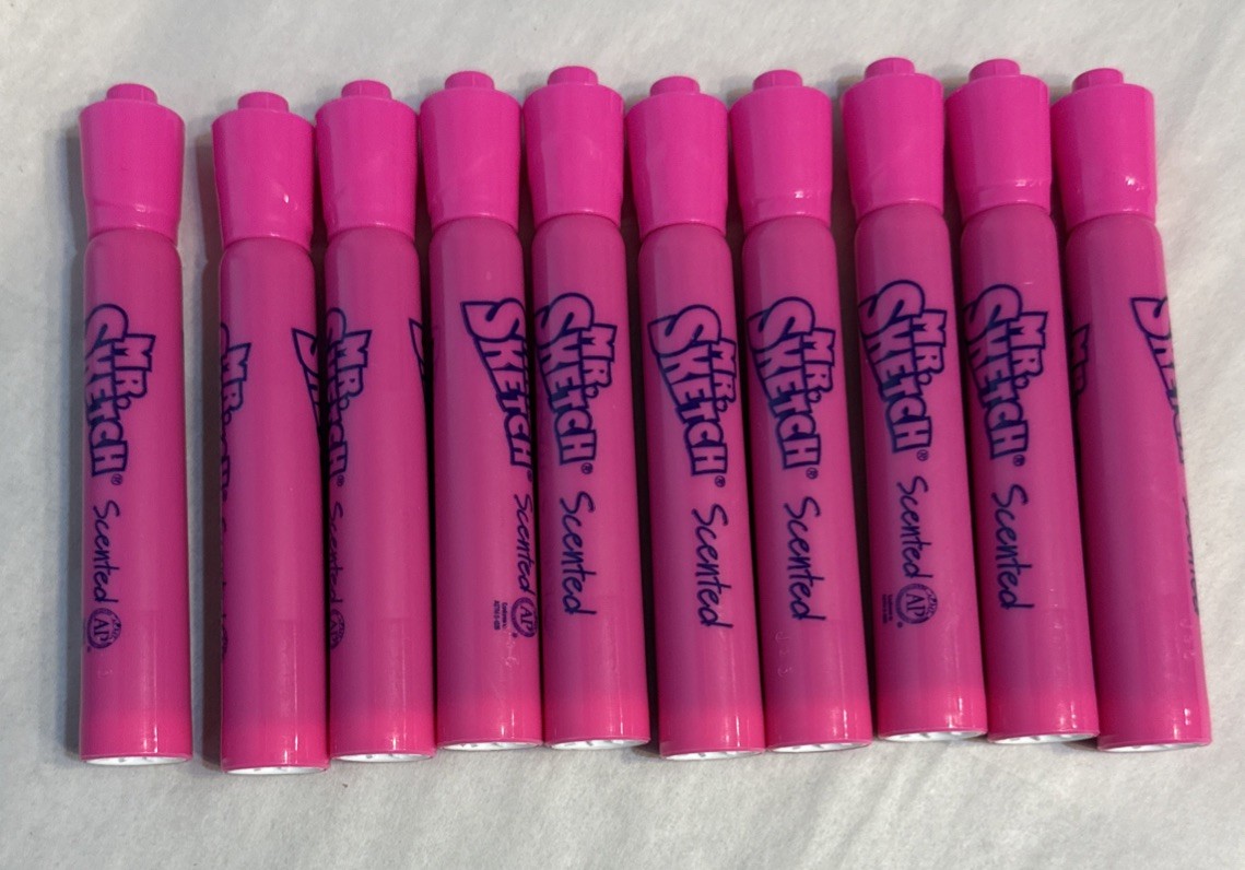 10 NEW Magenta Mr Sketch Raspberry Scented Markers Chisel Tip Point