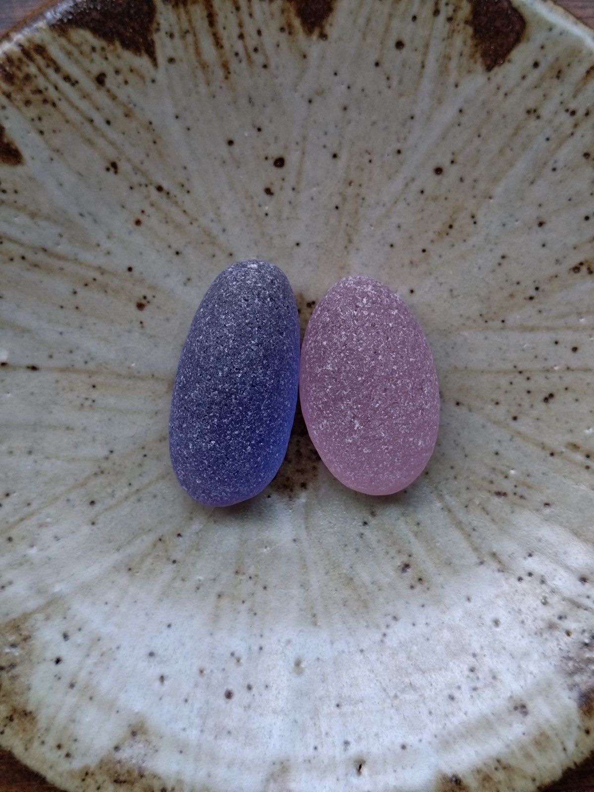 Beautiful rare color sea glass 2pcs, surf tumbled, weathered, beach glass, 161