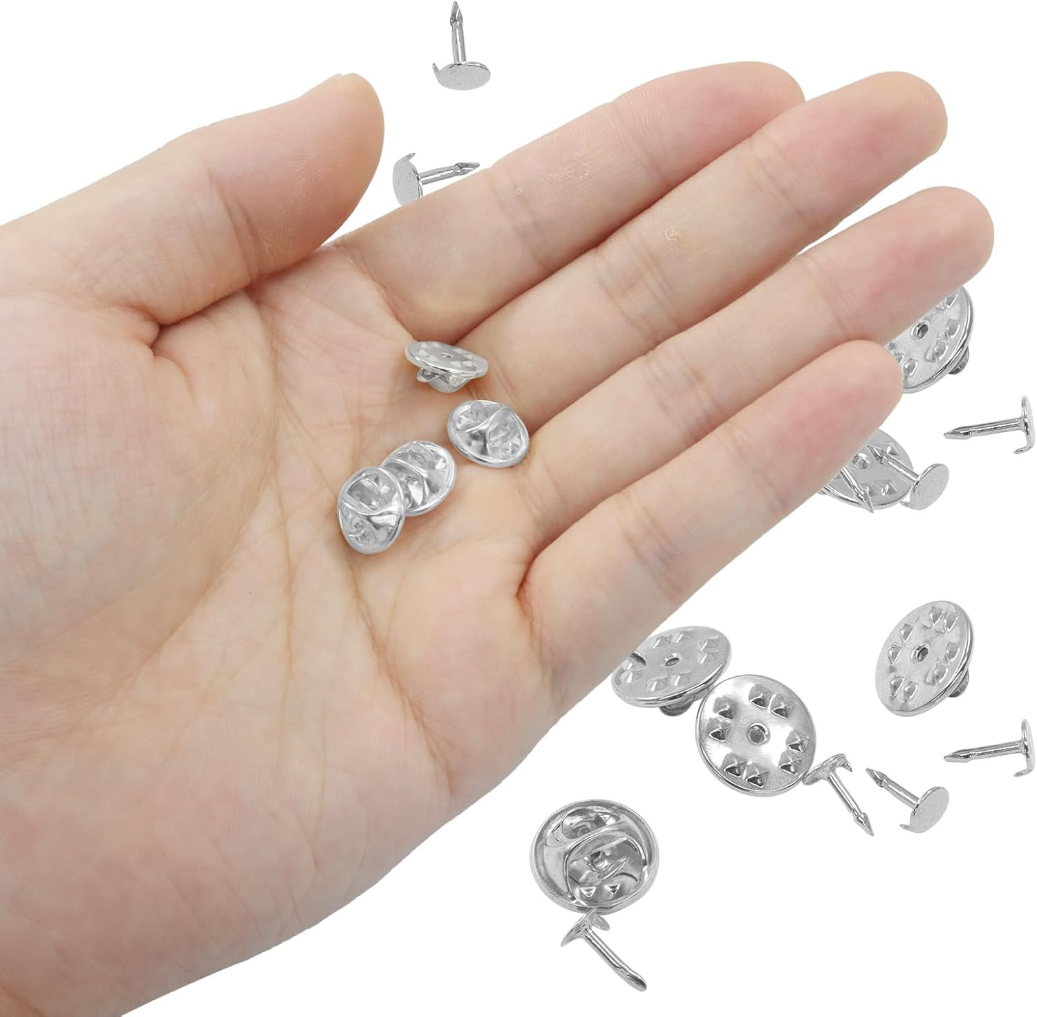 130 Pairs Silver Pin Backs, Replacement Butterfly Tie Tacks Locking Brooch Backs