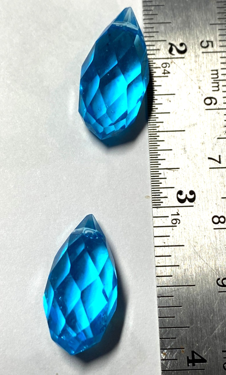 Faceted Briolette Teardrop beads 20mm to 30mm
