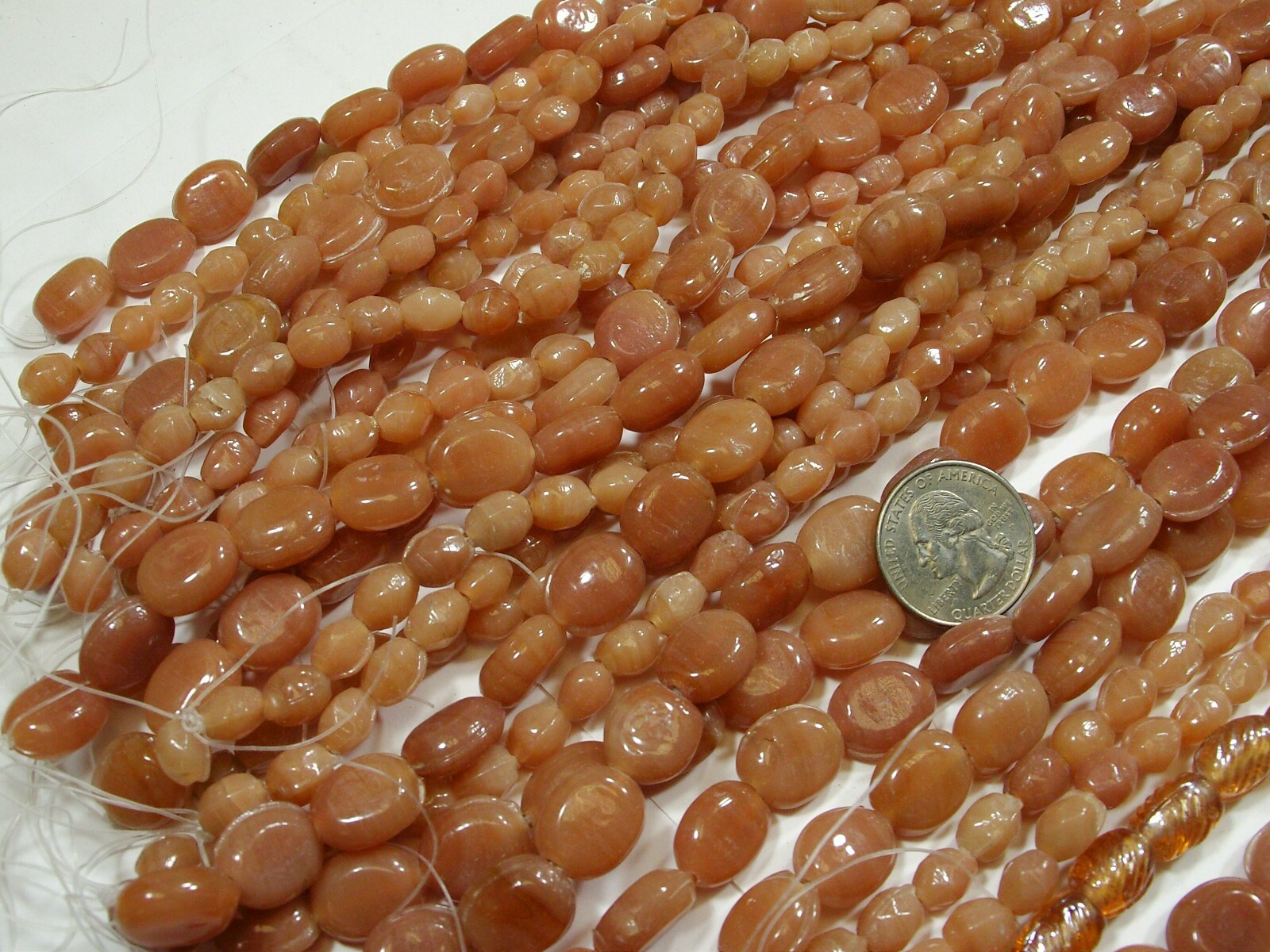 2 Pounds India Handmade Peach Color Assorted Shapes and Sizes Glass Beads (LX-3)