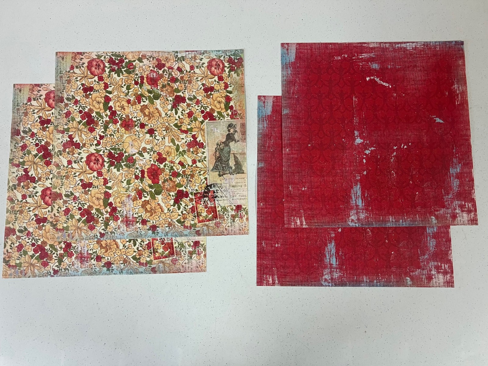 Lot of 44 Pieces – Daisy D’s Beacon Hill Collection -12×12 Papers, Die Cuts