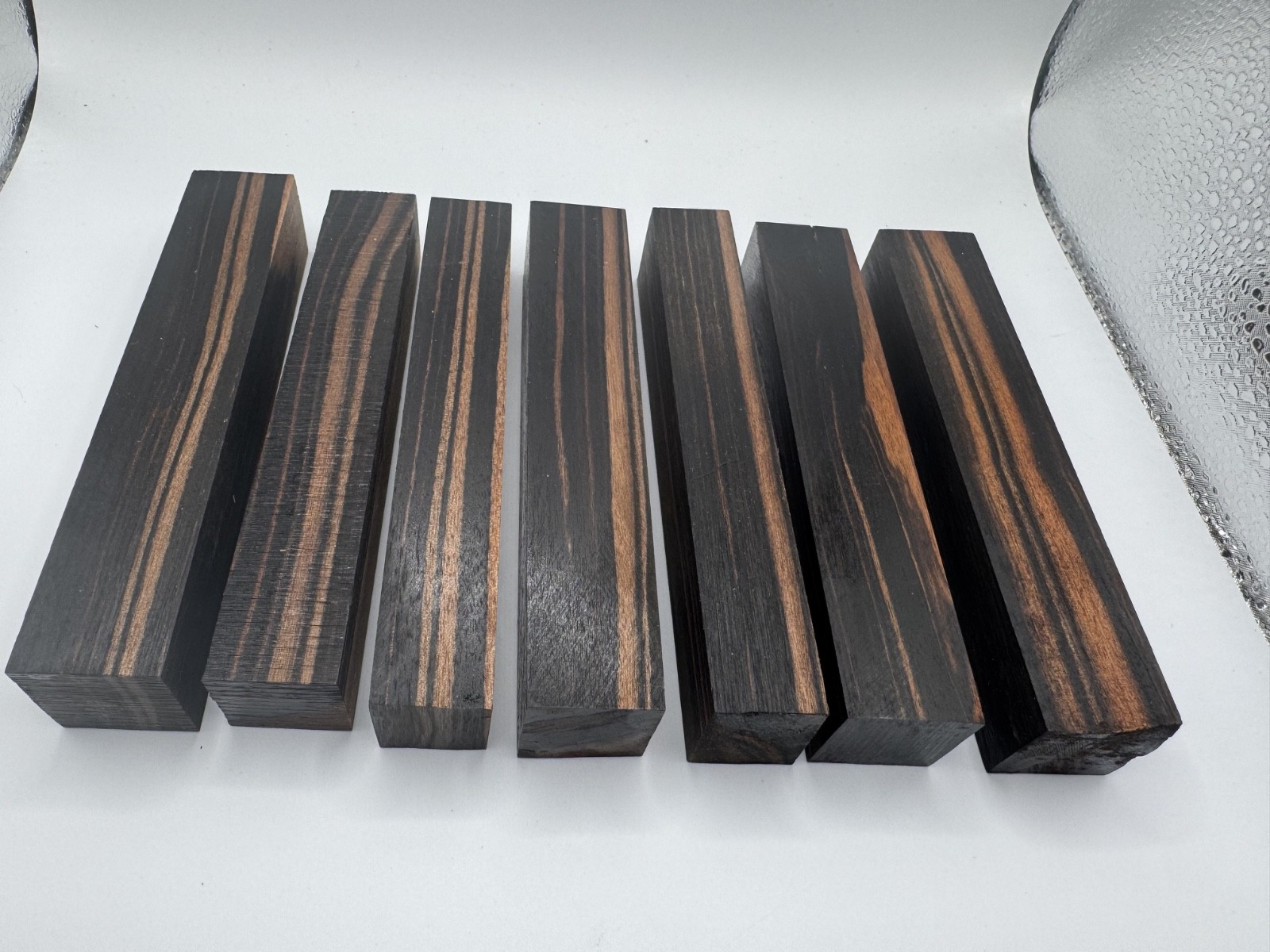 Lot of 7 Stabilized Asian Ebony Pen Blanks 5″ x 3/4″–1″ Wood Turning Lumber