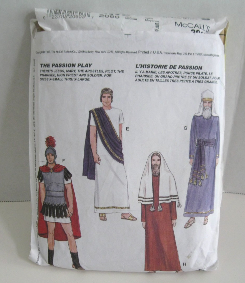 McCall’s 2060 Passion Play / Nativity Unisex Adult Costume Medium (34, 36) Cut