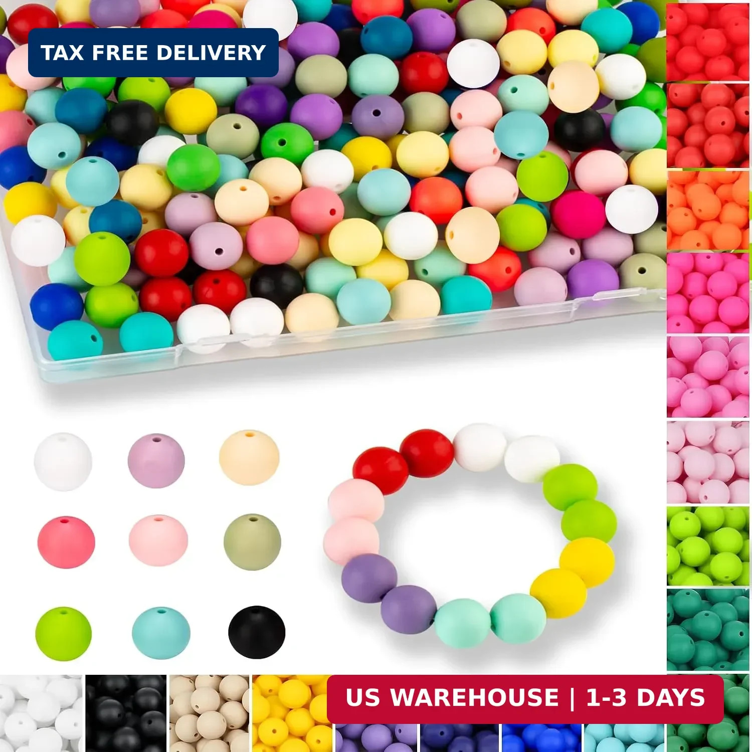 QINJIEJIE 120PCS Silicone Beads, 20 Colors 15mm Silicone Bead Bulk for Keychain