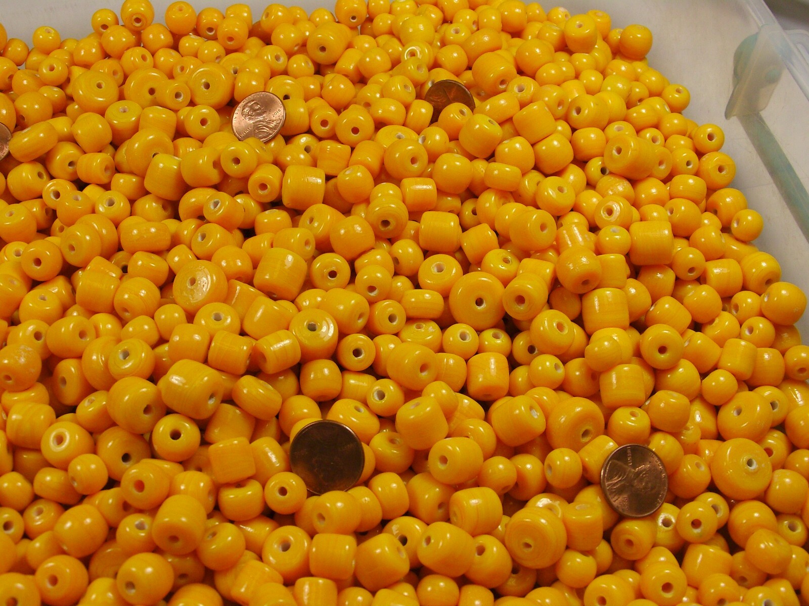 4 Pounds Assorted Shapes and Sizes India Handmade Amber Yellow Glass Bead (FV-2)