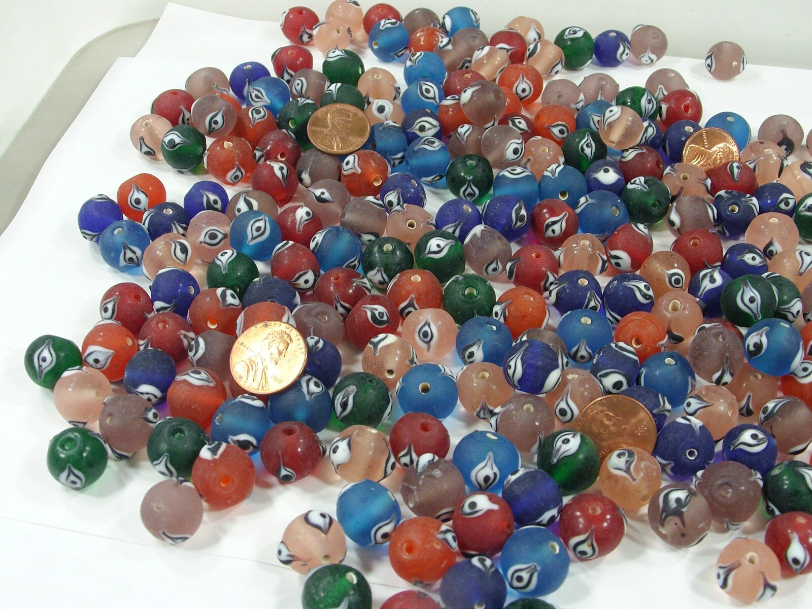 2 Pounds Assorted Colors India Handmade Evil Eye Glass Beads Bulk Lot (TAN-7)⭐