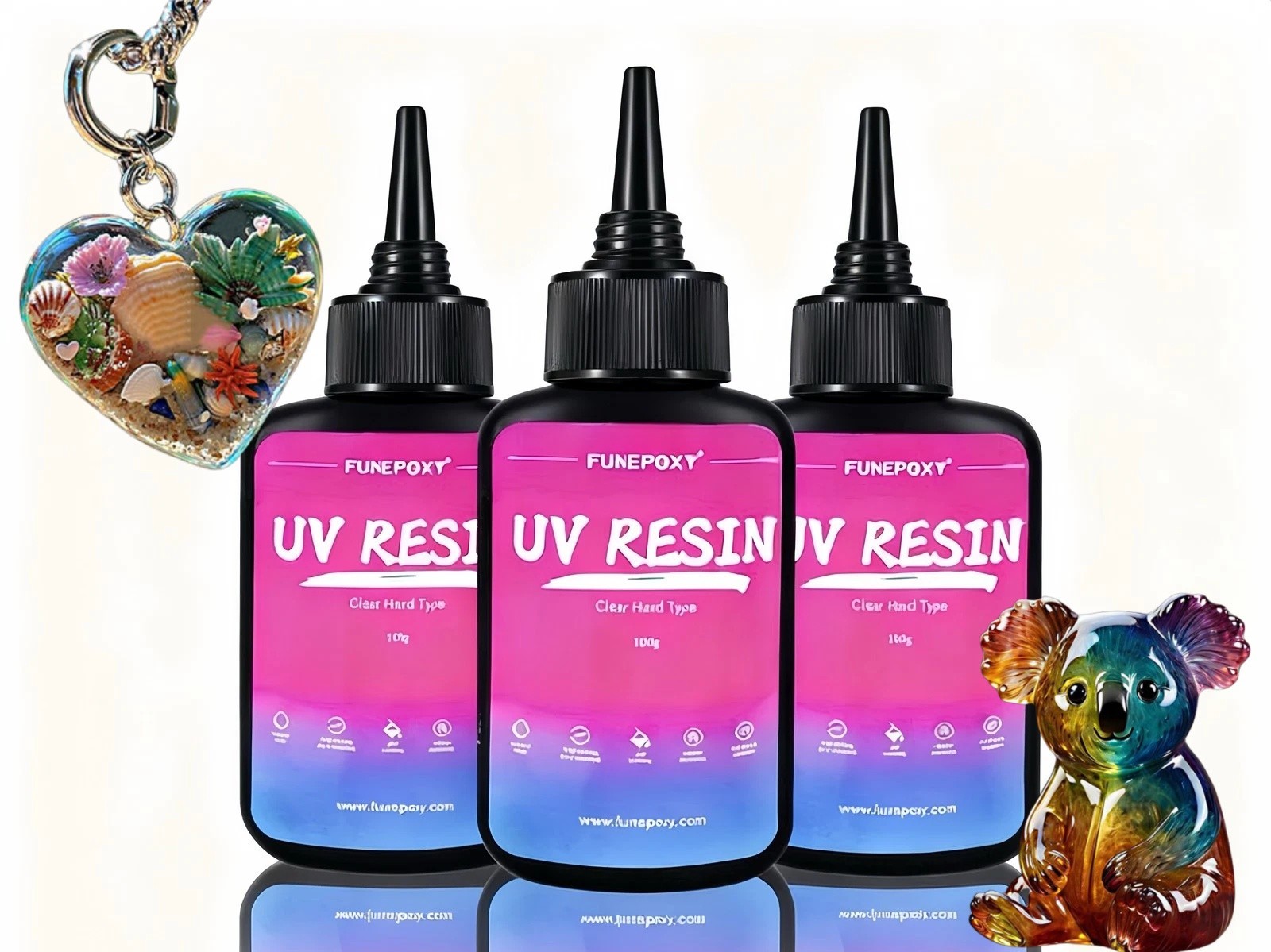300g UV Resin Kit Super Clear Fast Cure Low Odor Jewelry DIY Crafts (3X 100g)