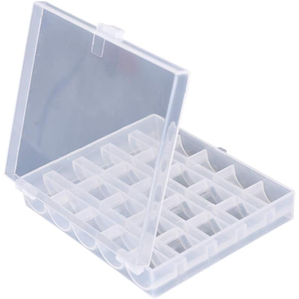 2 Pack 25 Slots Plastic Storage Box for Sewing Machine Bobbins Spools Thread