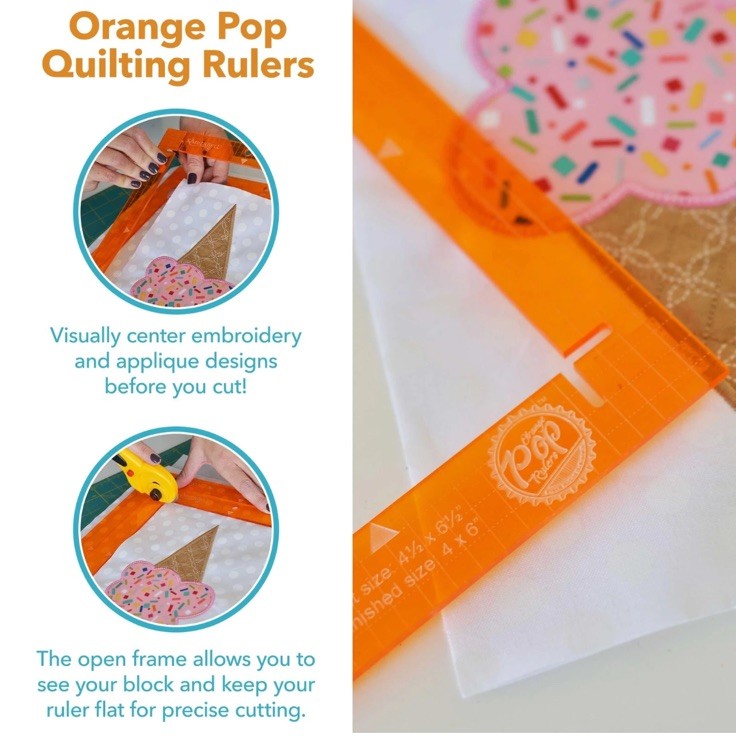 Kimberbell Orange Pop Quilting Rulers – Square Set of 4