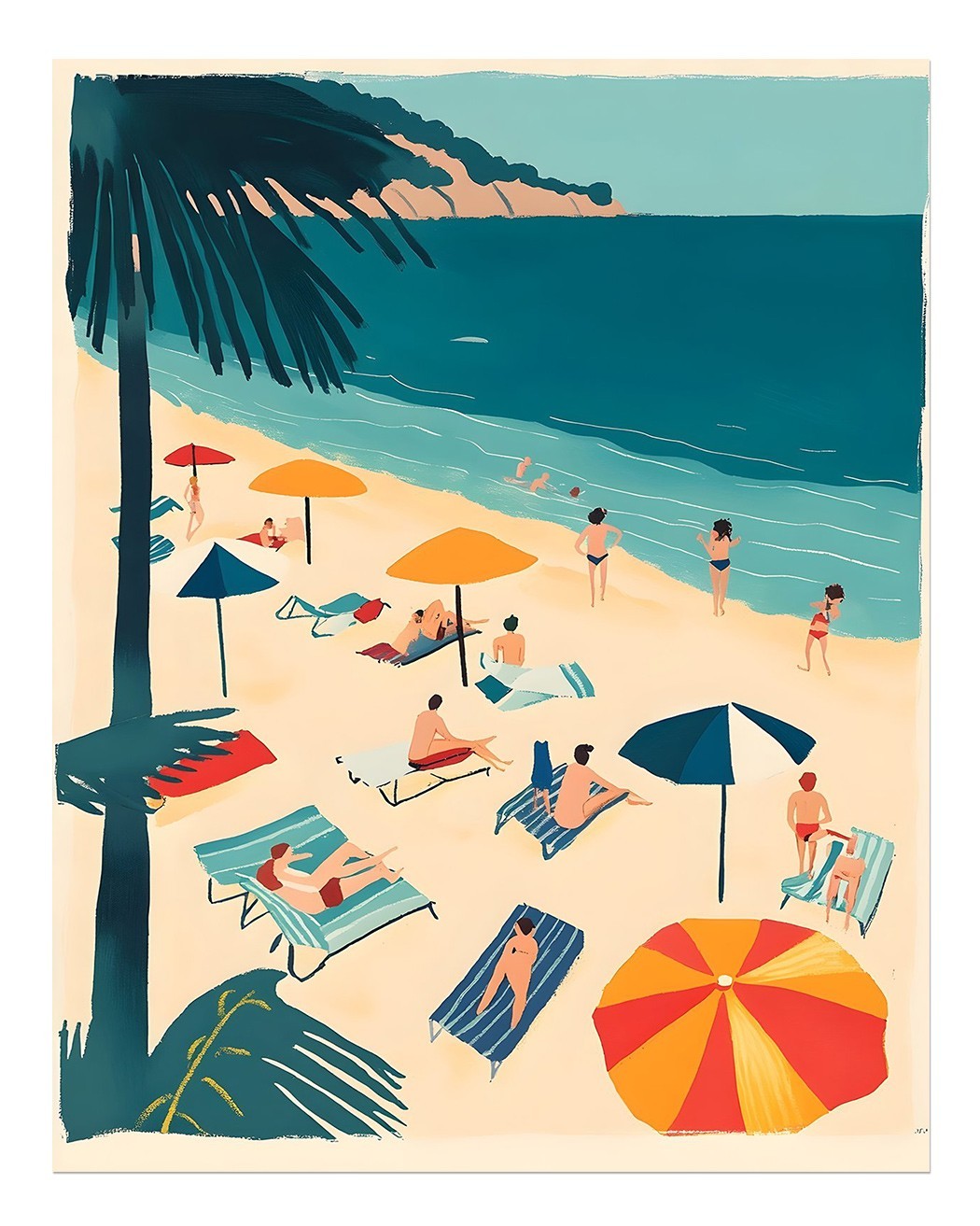 Coastal Beach Scene Poster Wall Art – Vibrant Summer Vibes Home Decor
