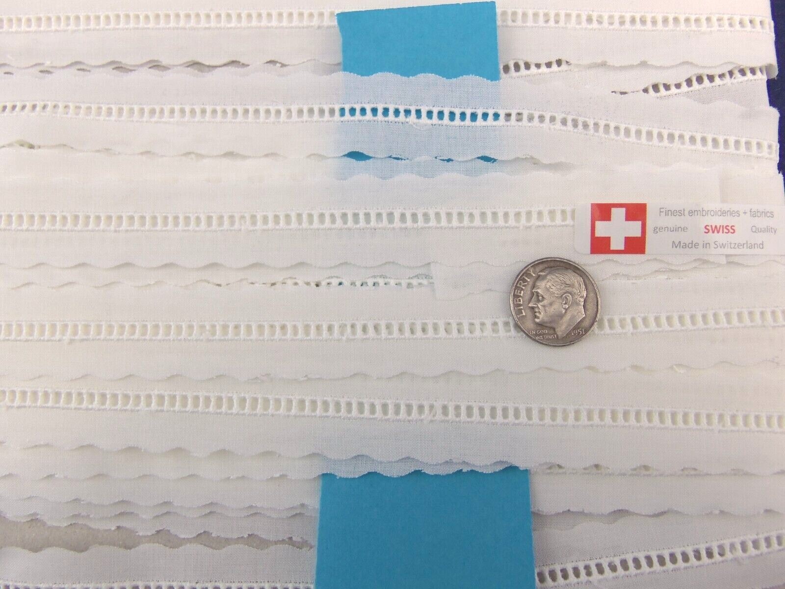 Swiss Entredeux White/Ivory 100% Cotton Heirloom Lace Doll/Craft NEW By the Yard