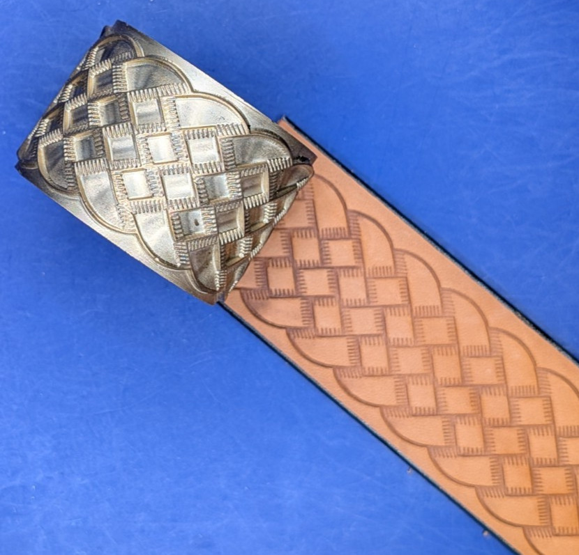 Leather Embossing Machine Roller Woven Basketweave Pattern #500 Solid Brass