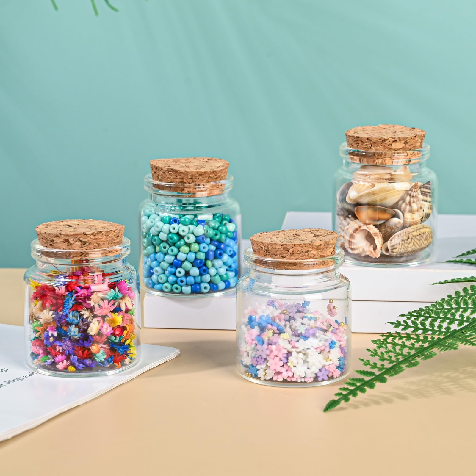 4PCS 50ml Small Empty Glass Bottle with Cork Stopper Storage,Small Glass Bott…