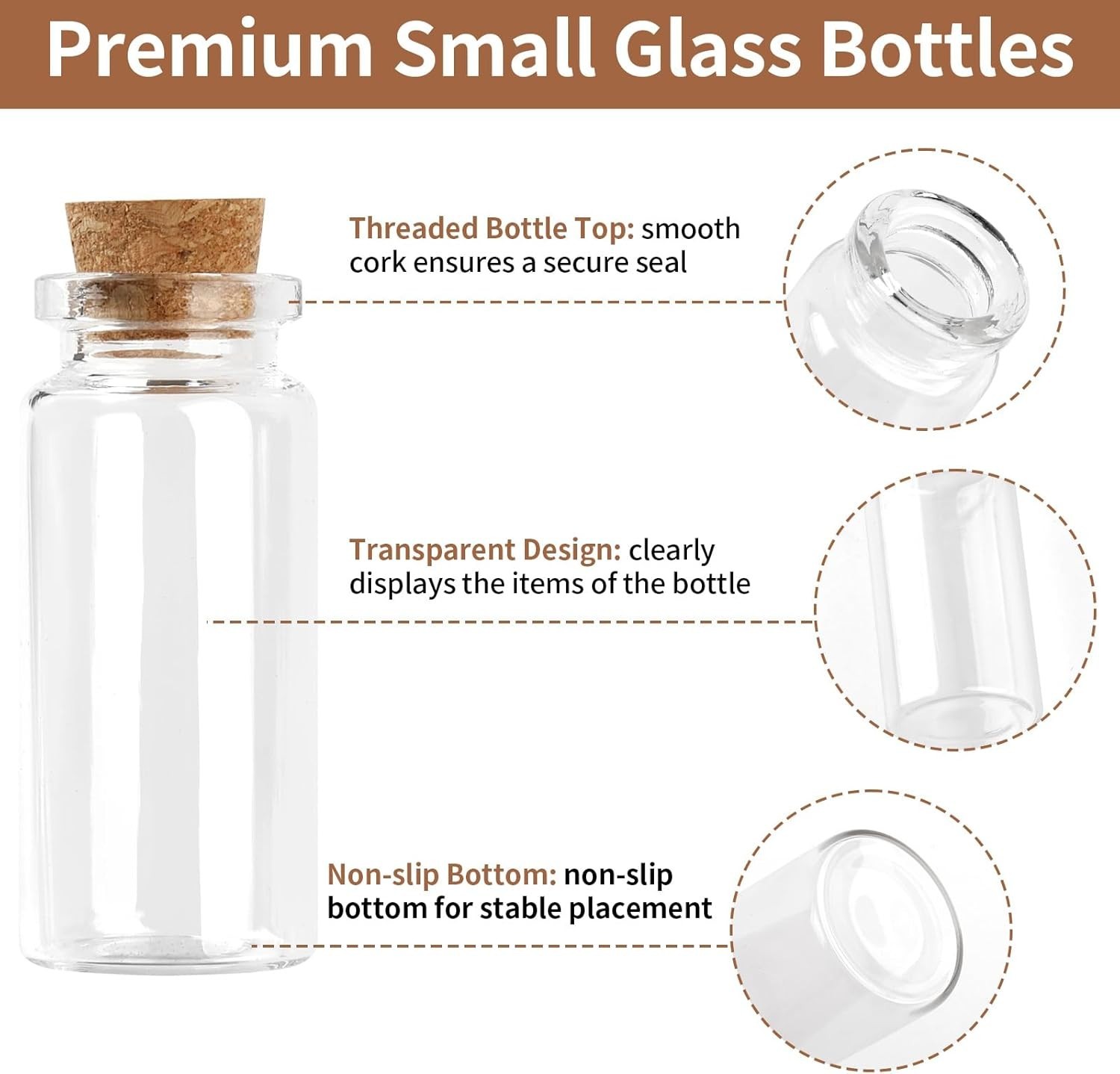 30 PCS Mini Glass Bottles, 10ml Small Glass Bottles, Vials Cork Stoppers, Spe…