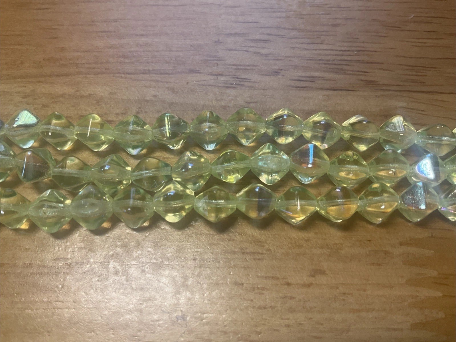 7.5 Strand 6mm AB Yellow Uranium Bicone Beads Jewelry Making Supplies