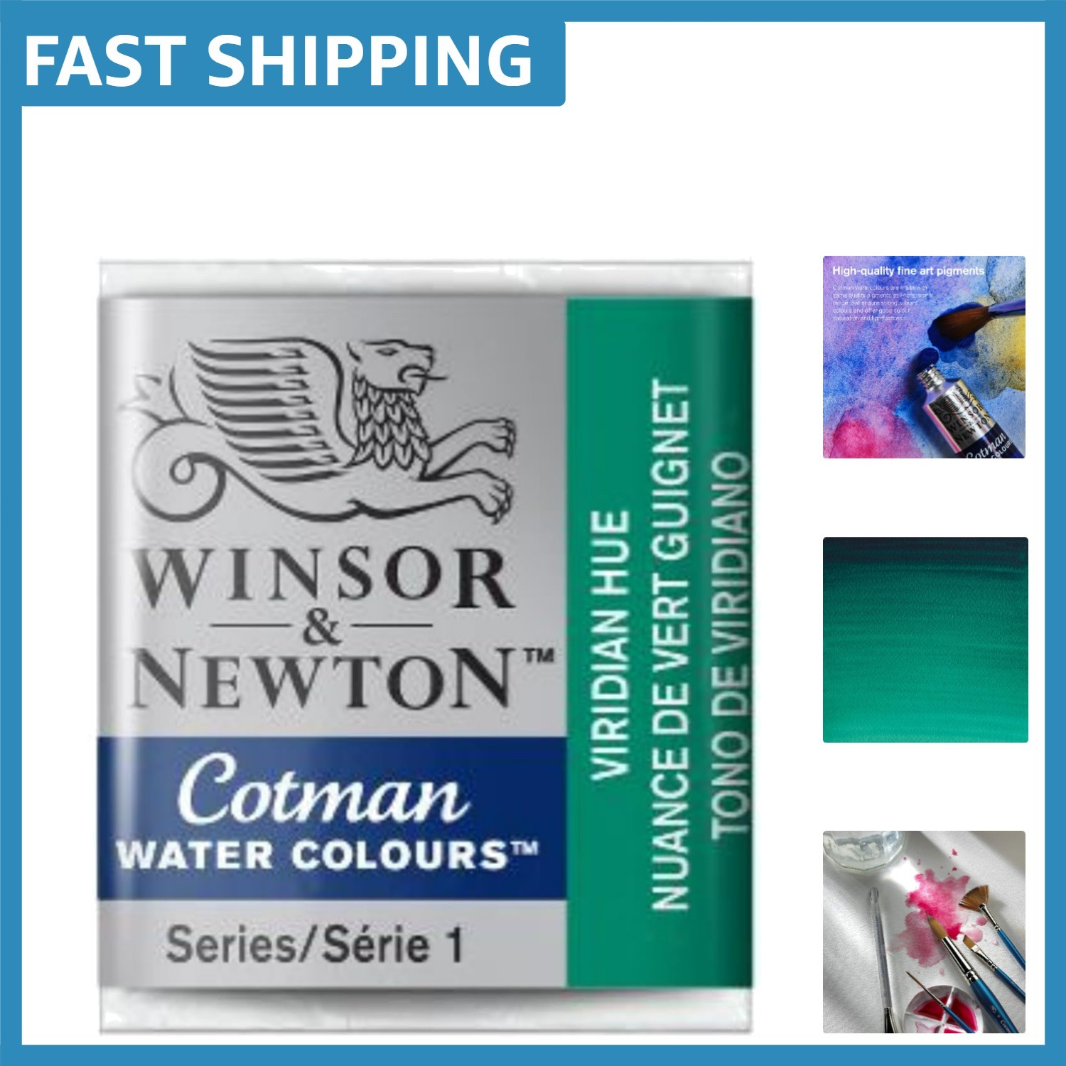 Versatile Cotman Half Pan Watercolor: Viridian Hue, 2ml for Indoor/Outdoor Use