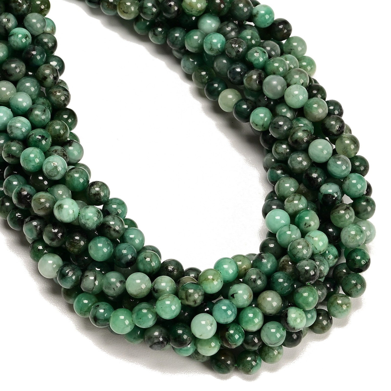 Natural Emerald Smooth Round Beads Size 7mm 15.5″ Strand