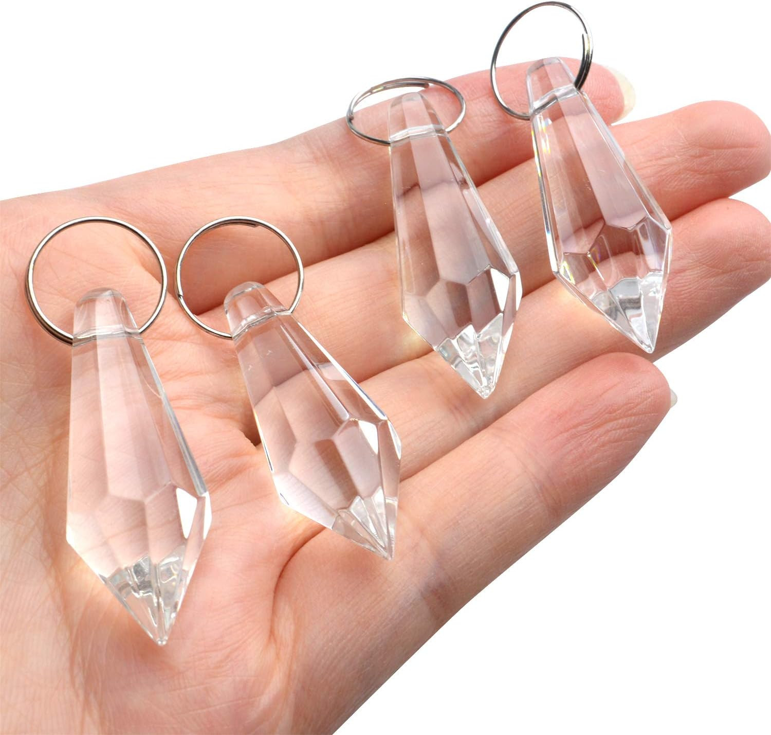 Crystal Glass Beads Drops, 30Pcs 38mm Chandelier Crystal Pendants Drops Clear Gl