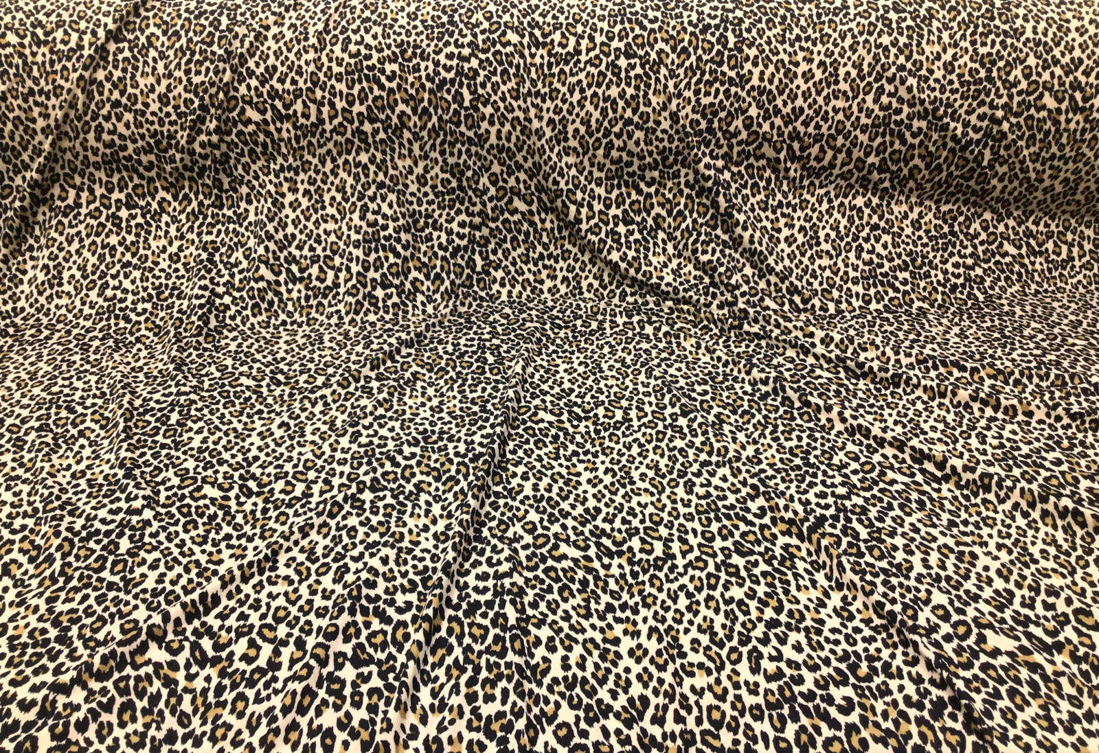 Printed DTY Spandex Stretch Apparel Fabric Tan Black Beige Leopard Print I220