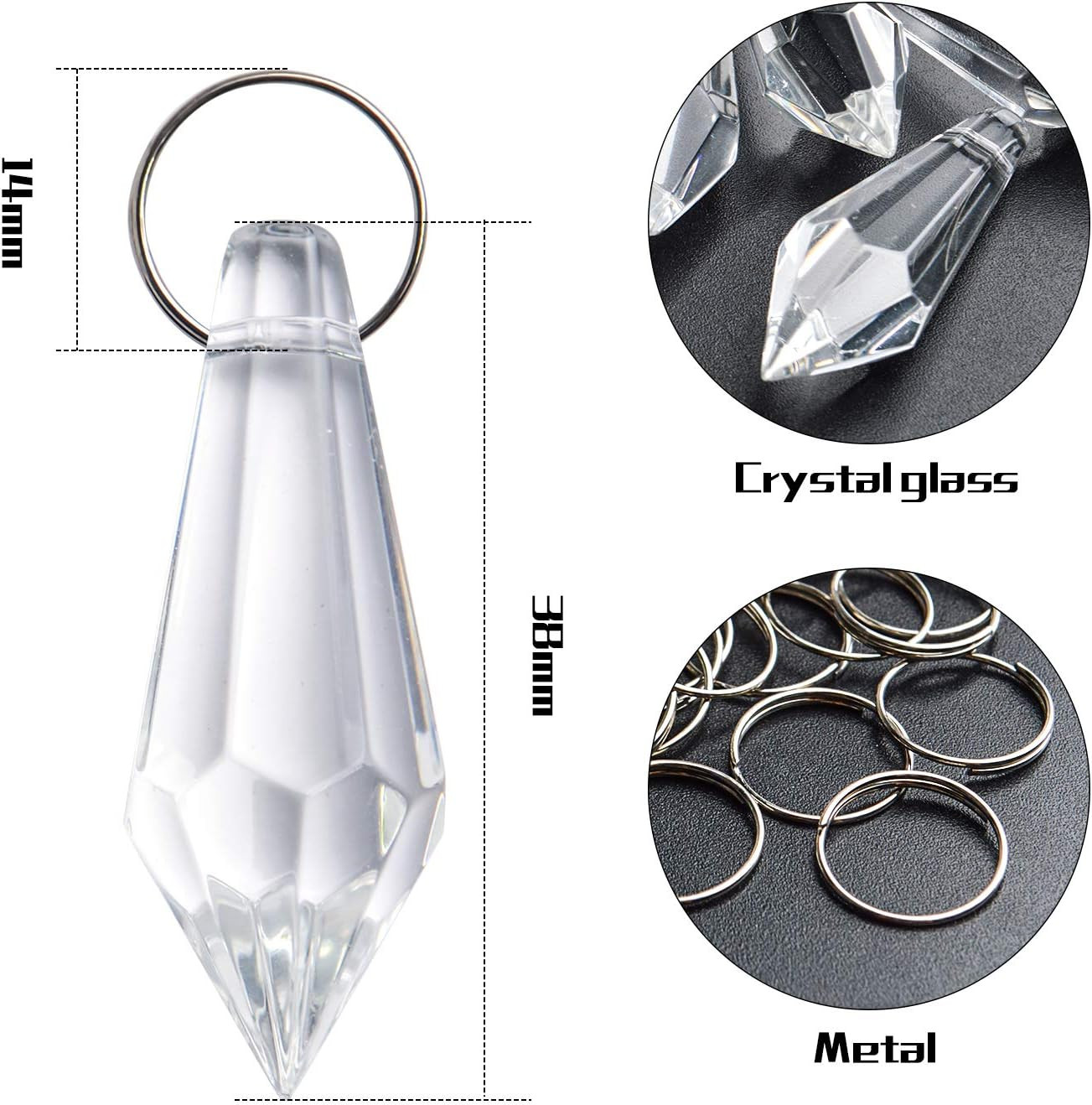 Crystal Glass Beads Drops, 30Pcs 38mm Chandelier Crystal Pendants Drops Clear Gl