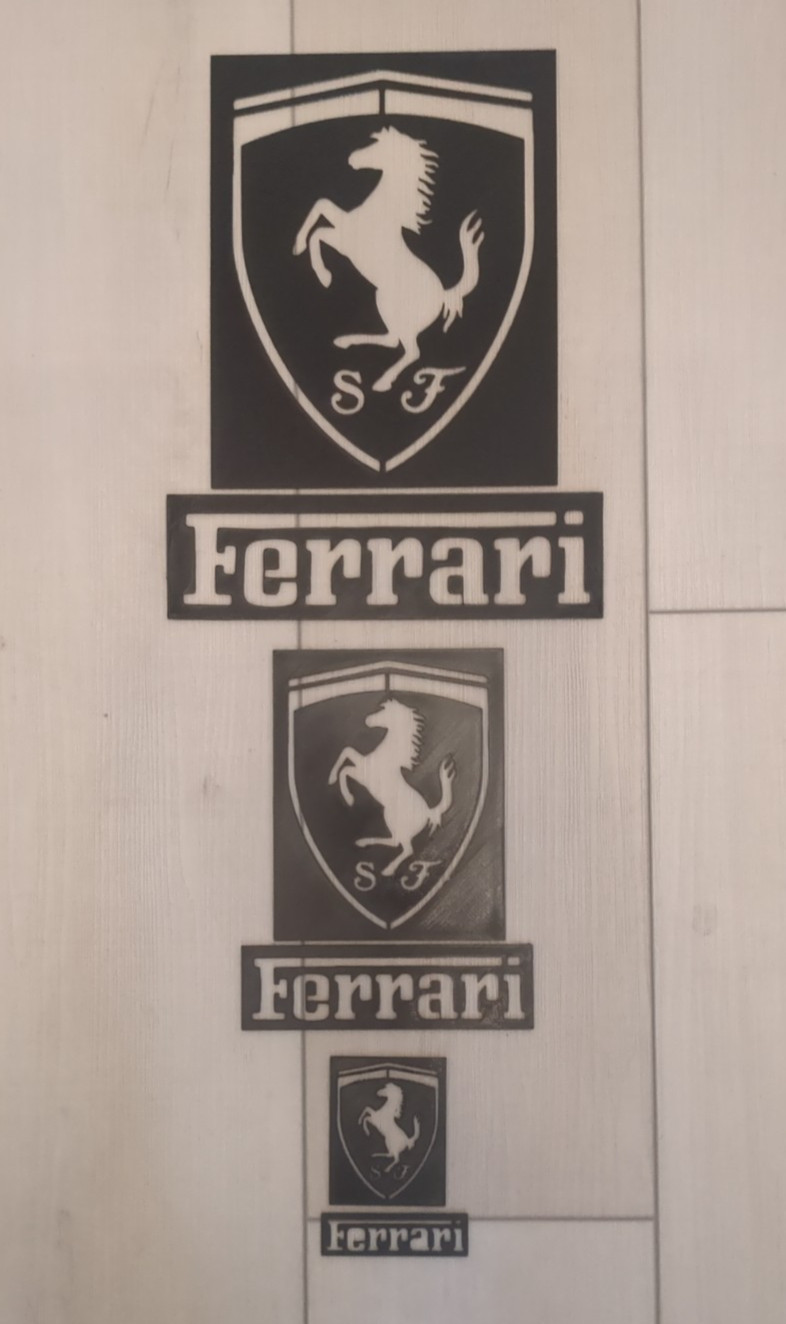 Ferrari Logos Stencil Set – 3 Sizes – 3″ 6″ and 9″ (Paint Or Carpet Stencils)