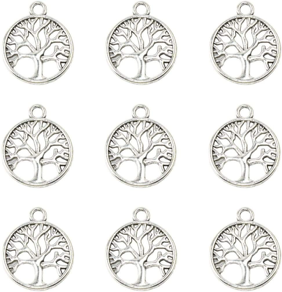 50 Tibetan Tree of Life Charms – Silver Metal DIY Jewelry Making