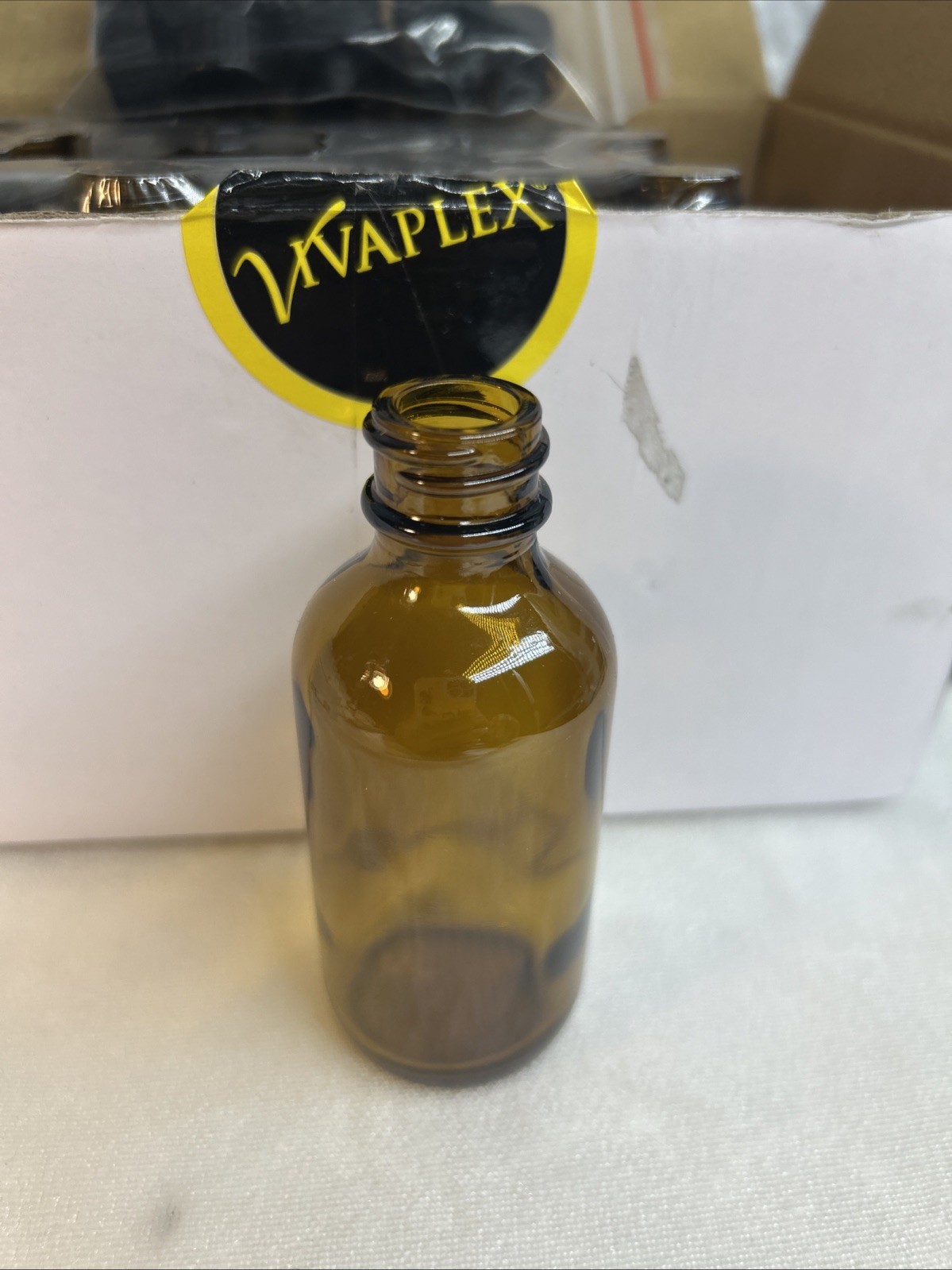 New-Vivaplex, 12, Amber, 2 oz Glass Bottles, with Lids