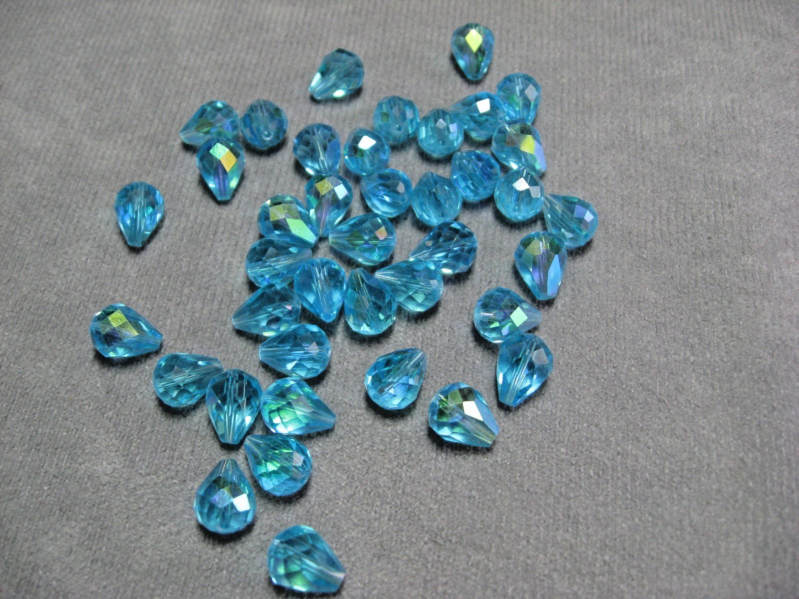Chinese Crystal Aqua AB Pear Shaped Faceted 7 x 10 mm
