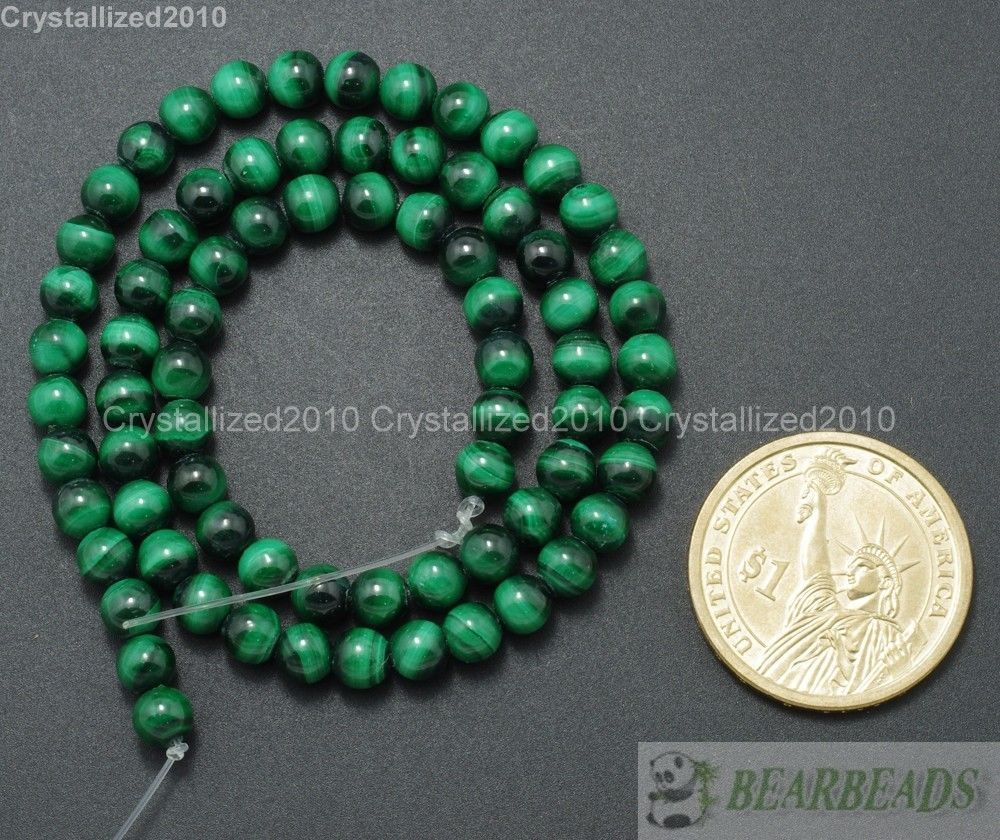 Grade AAA Natural Malachite Gemstone Round Beads 4mm 6mm 8mm 10mm 12mm 15.5″