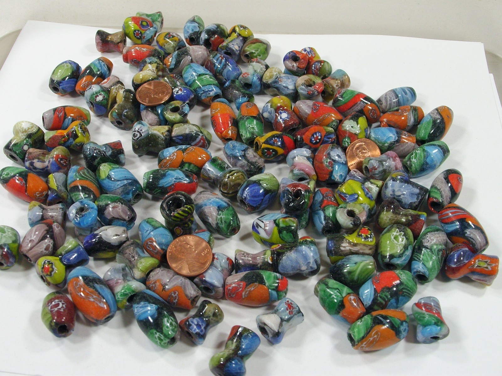 2 Pounds Assorted Shapes and Sizes India Handmade Multicolor Glass Bead (D-11) ⭐