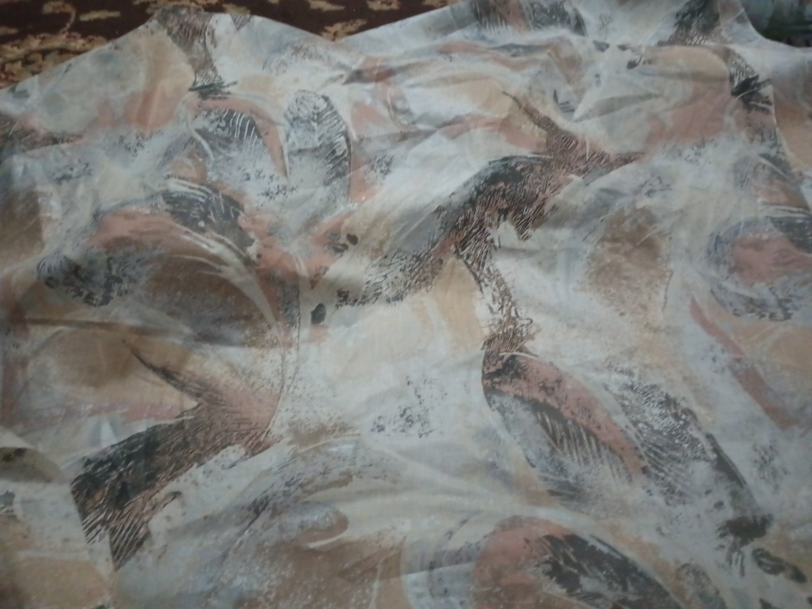 Lightweight Woven Fabric 45” Wide Beige Abstract Whimsical Print Cottonblend BTY