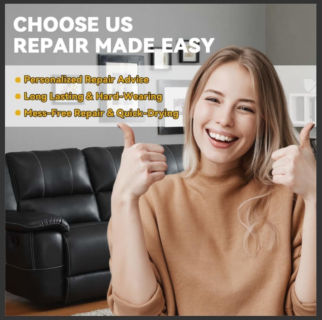 Black Leather Repair Kit for Furniture, Leather Seat Repair Kit for Cars, Easily
