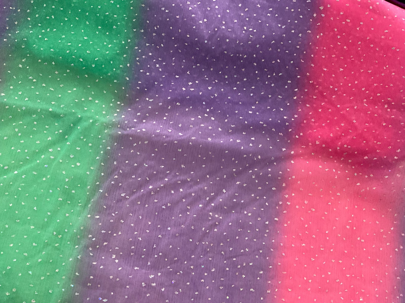 Colorblock Sparkle Glitter Tulle Fabric 2 yds 52″ purple-green-pink Tutu Dance