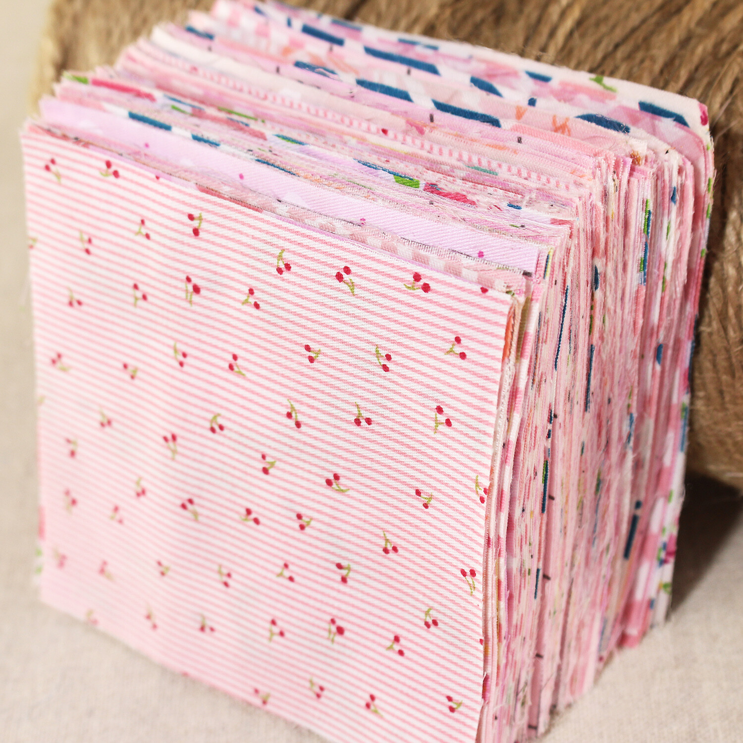 100 Sewing Pink Cotton Floral Quilting Fabric Squares Scraps Bundle Craft Diy