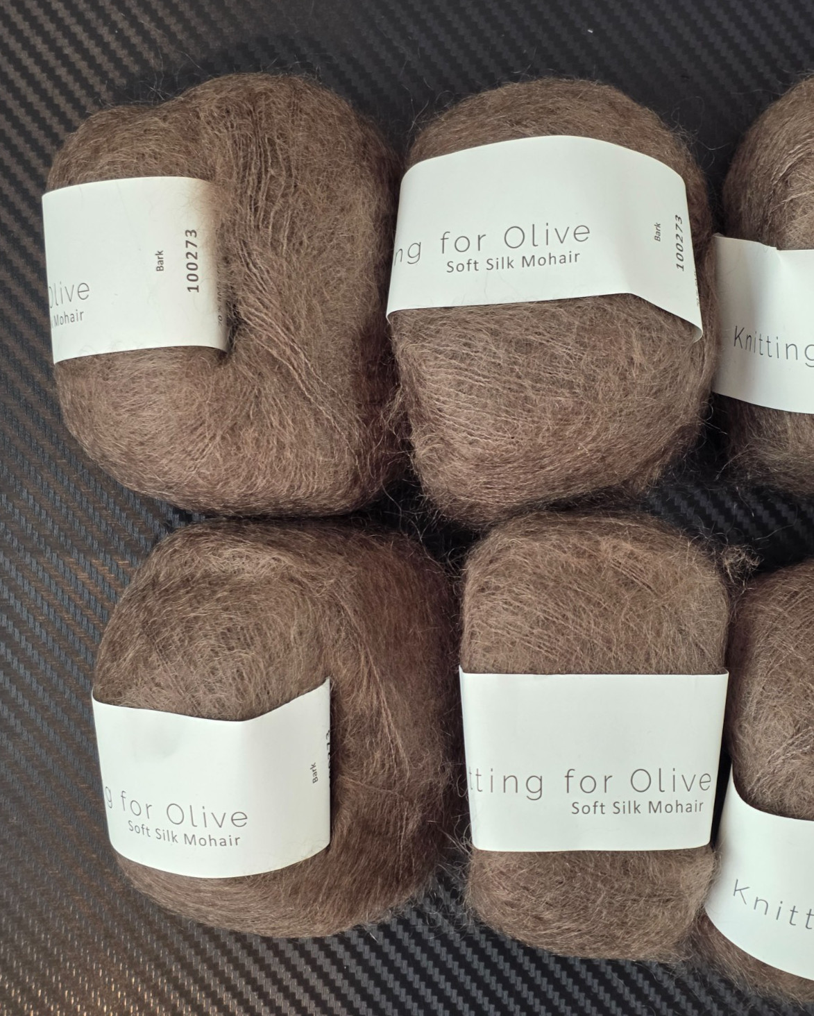 Knitting for Olive, Lot of 10 Soft Silk Mohair Yarns Bark Color, 225m/ 25g