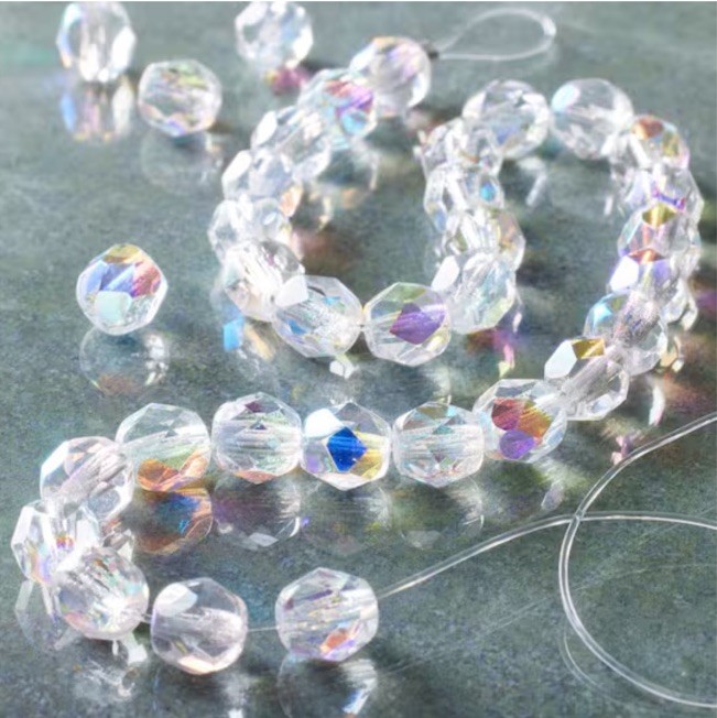 Crystal Aurora Borealis Czech Glass Faceted Round Beads 8mm by Bead Landing