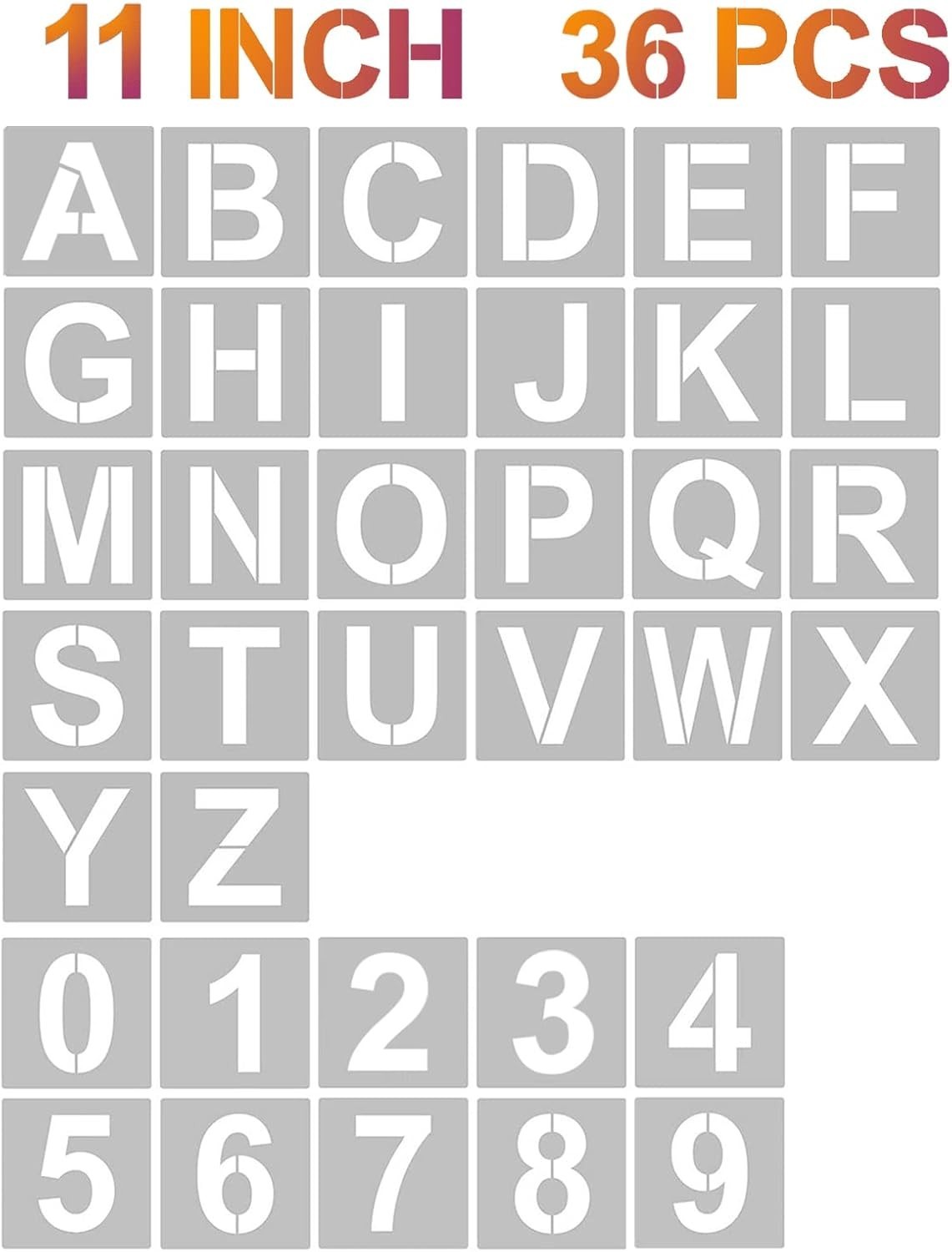 Eco-Friendly 11-Inch Alphabet & Number Stencil Set for Versatile Crafts
